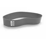 gray resistance band with brand logo on a white background