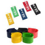 Five resistance bands with different levels for strength and fitness training